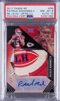 2017 Panini XR #RJA-PM Patrick Mahomes II Signed Jersey Patch Rookie Card (#1/1) - PSA NM-MT 8, PSA/DNA 10